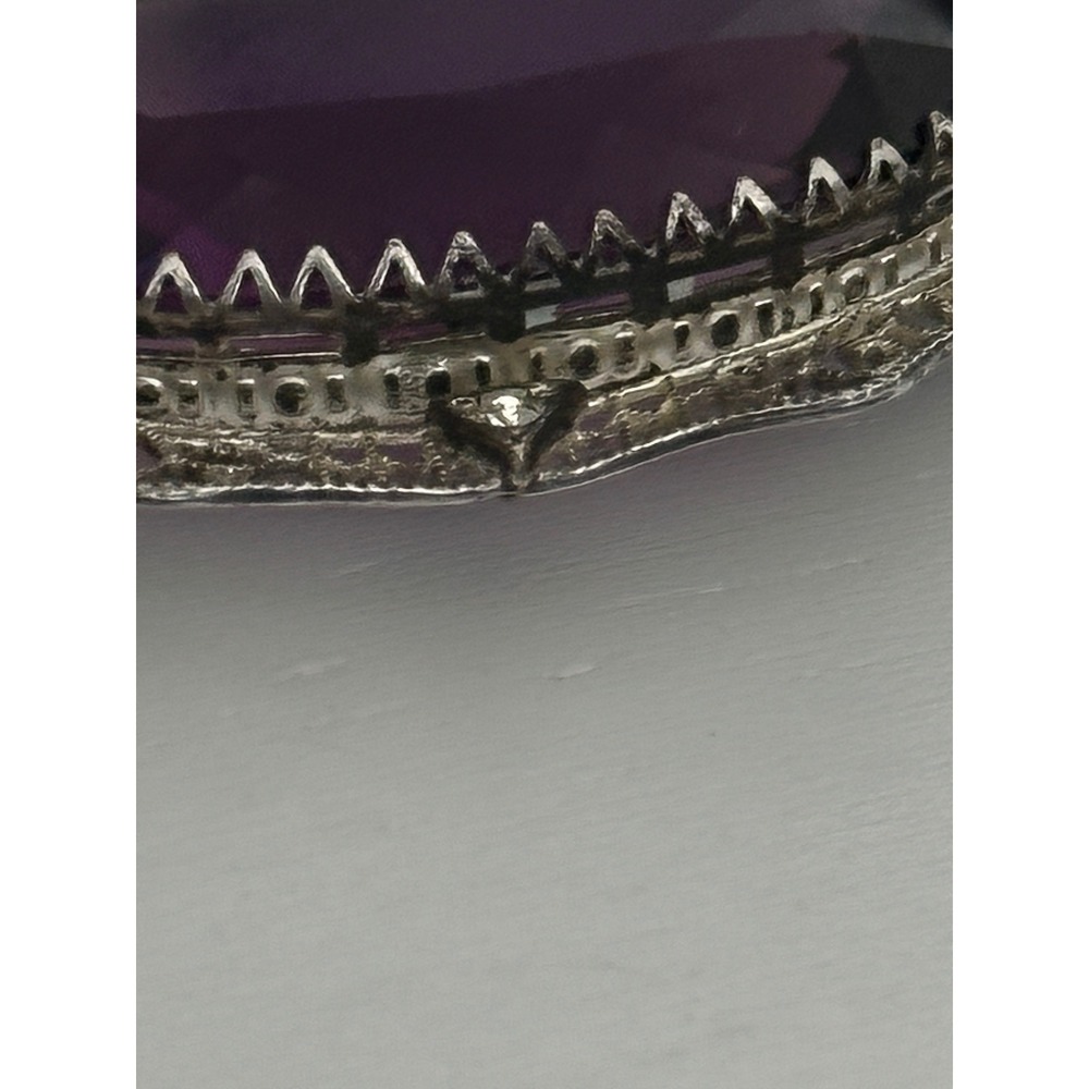 Antique Victorian Edwardian Sterling Filigre Amethyst Paste Pendant Necklace Lot - Picture 10 of 10